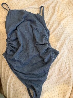 Pinkblush Blue Textured One-Piece Swimsuit